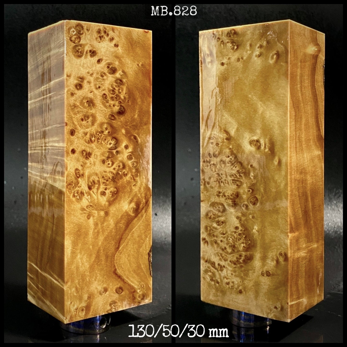 Bois stabilisé MAPLE BURL, blancs de couleur naturelle pour le travail du bois. Actions françaises.