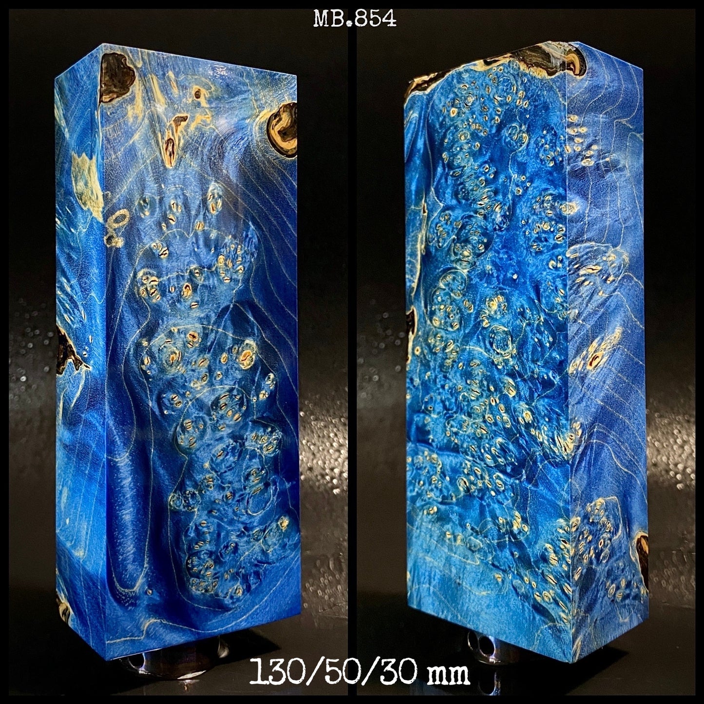 MAPLE BURL Stabilized Wood, BLUE Color Blanks for Woodworking. France Stock.