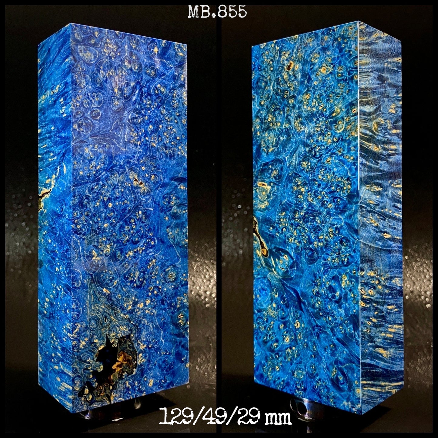 MAPLE BURL Stabilized Wood, BLUE Color Blanks for Woodworking. France Stock.