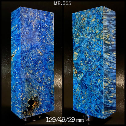 MAPLE BURL Stabilized Wood, BLUE Color Blanks for Woodworking. France Stock.