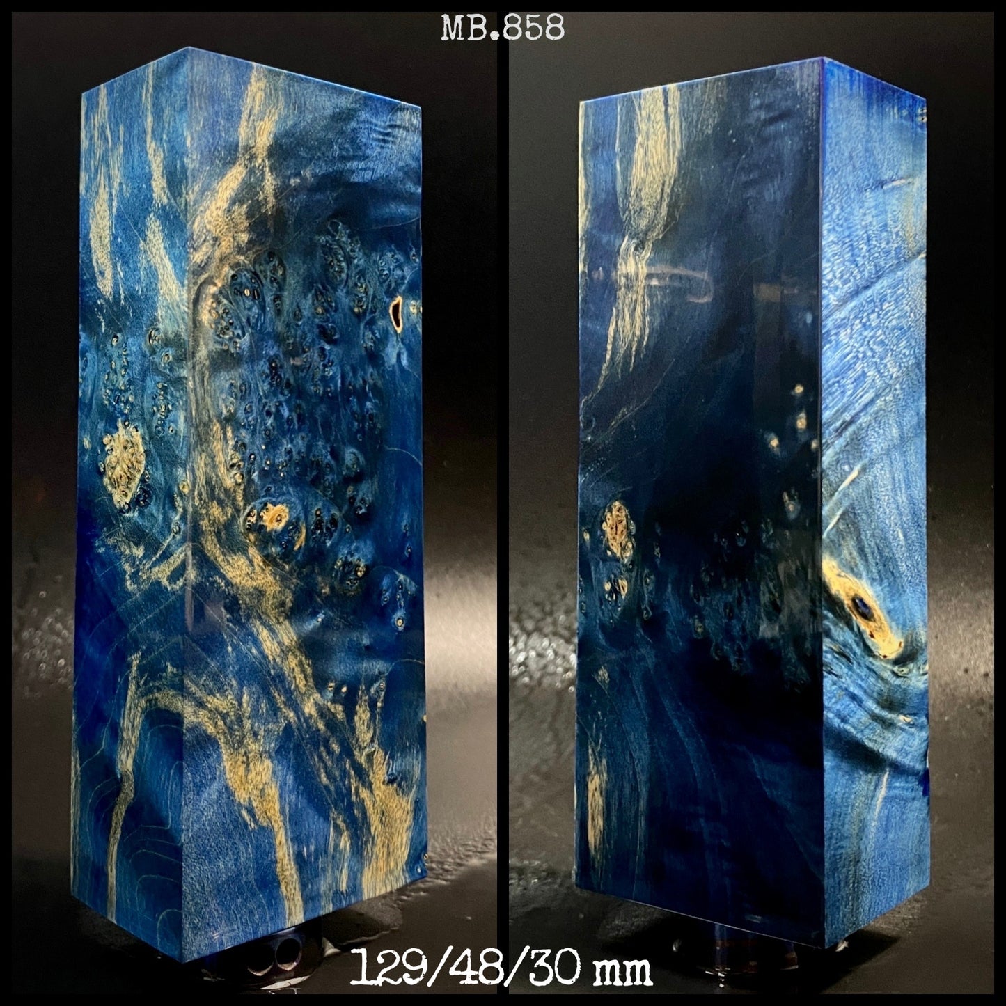 MAPLE BURL Stabilized Wood, BLUE Color Blanks for Woodworking. France Stock.