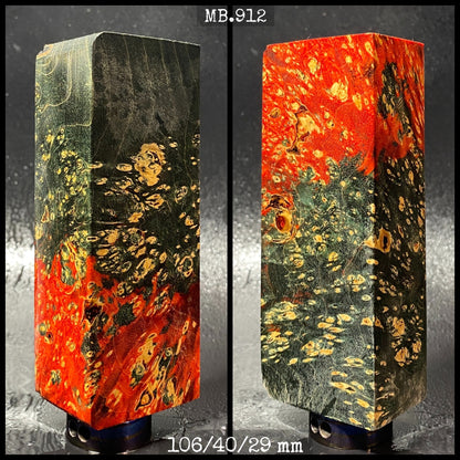 MAPLE BURL Stabilized Wood, Black & Red Colors Blanks. MB.912