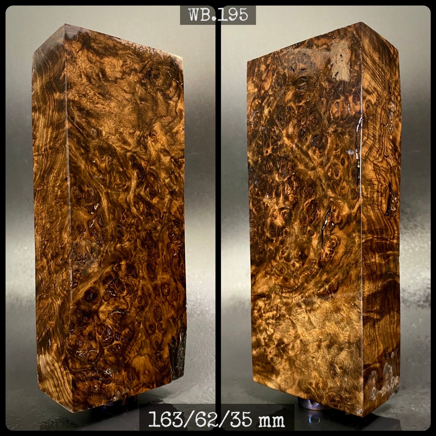 WALNUT BURL Stabilized Wood Very Rare, Blanks for Crafting, Knife Making. France Stock. WB.195