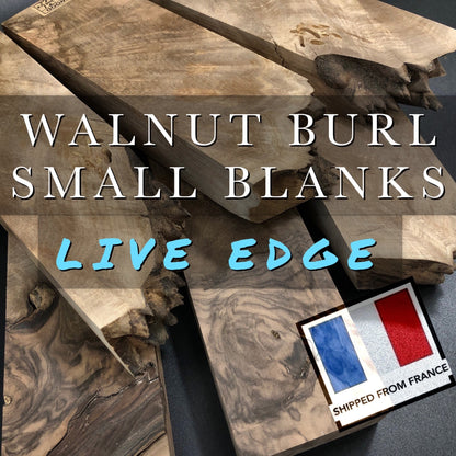 WALNUT BURL Wood, Live Edge, Blanks for Crafting, Woodworking, Knife Making. France Stock