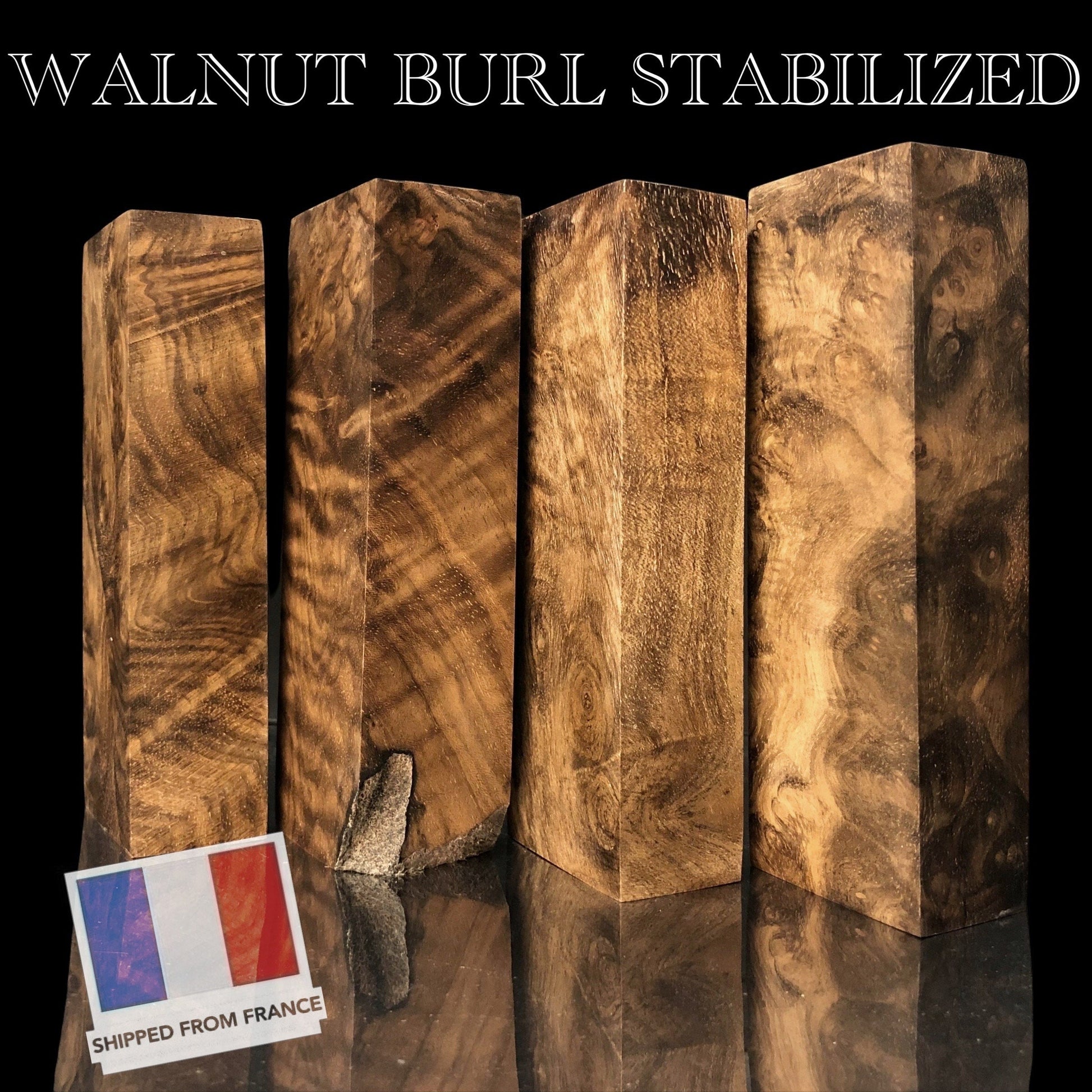 WALNUT BURL Stabilized Wood Very Rare, Blanks for Crafting, Knife Making. France Stock